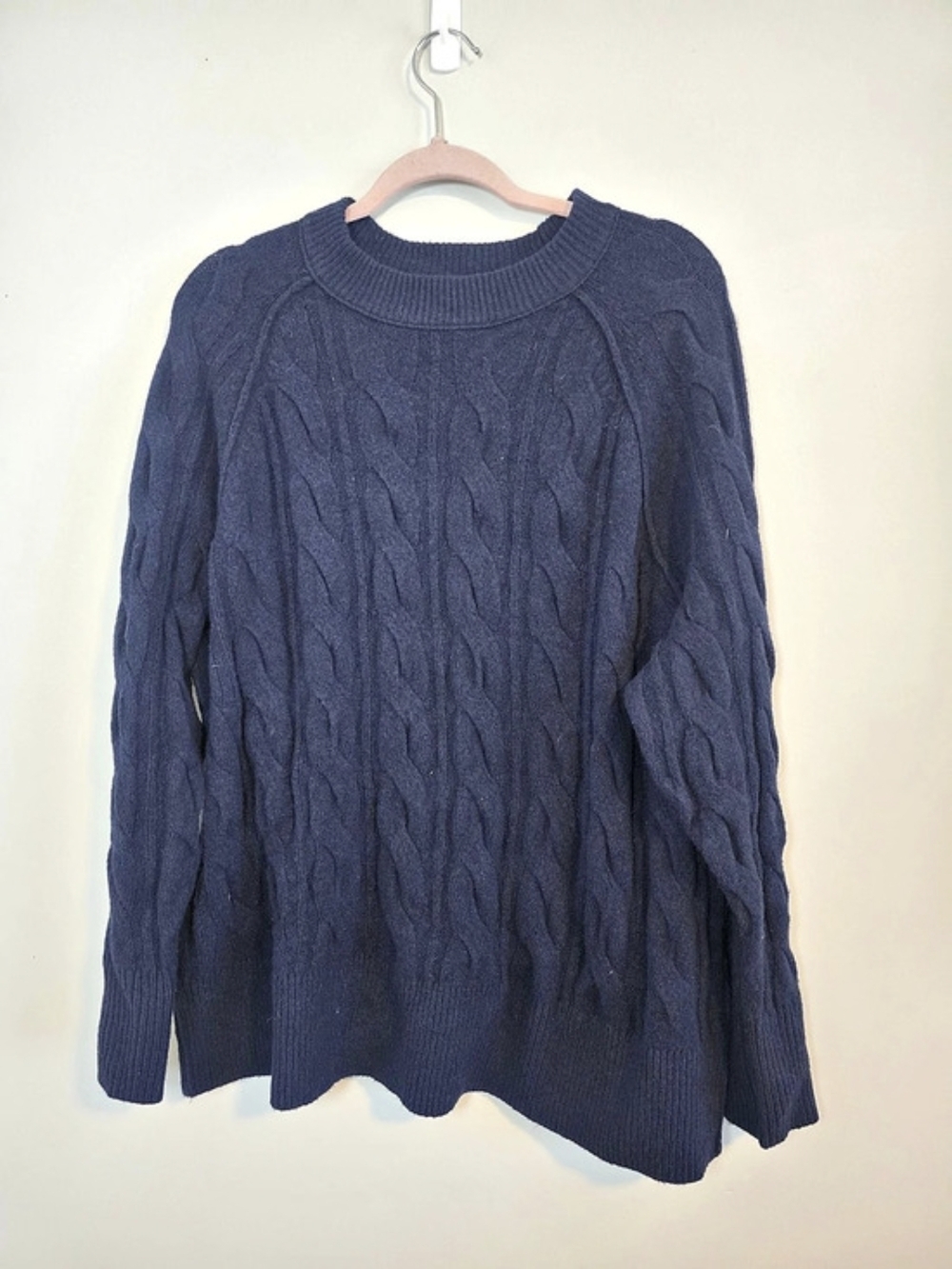 Aerie unREAL Cable Crew Sweater Blue Small Oversized Chunky Knit